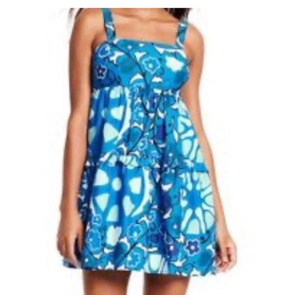 NWOT RHODE x Target Blue Zinnia Tiered Mini Dress - Picture 2 of 8